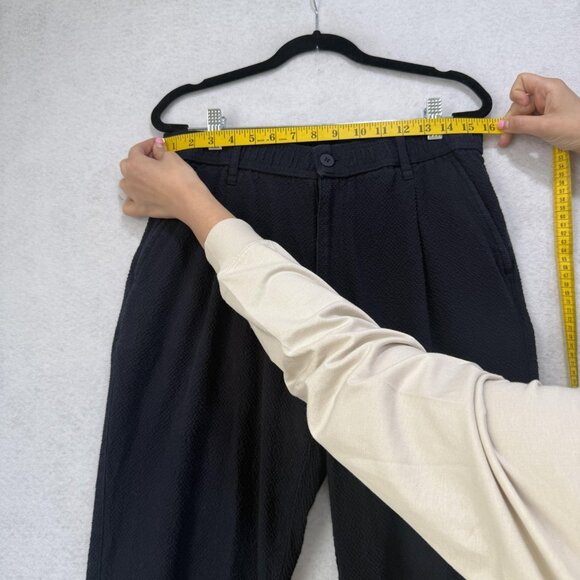 Zara Pants Mens Medium Navy Blue Textured Pleated Front Trousers Classic Fit - Picture 5 of 16